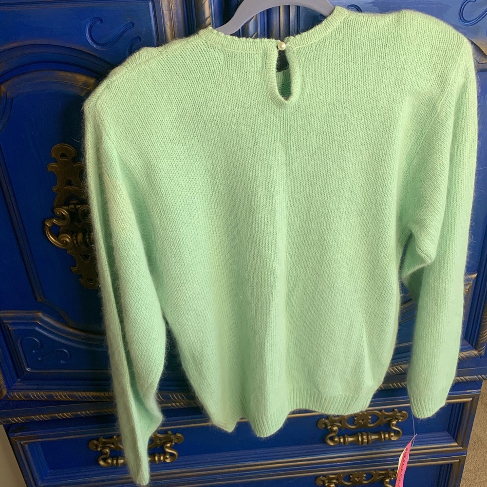NWT! Vintage Andrea Gayle Mint Pearl Sweater Large - Picture 5 of 5